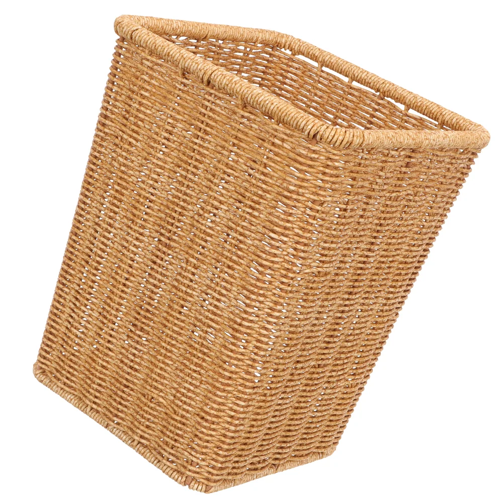 Crevice Trash Can Basket Woven Hamper Mini Laundry Plastic Office with Lid Retro Decor