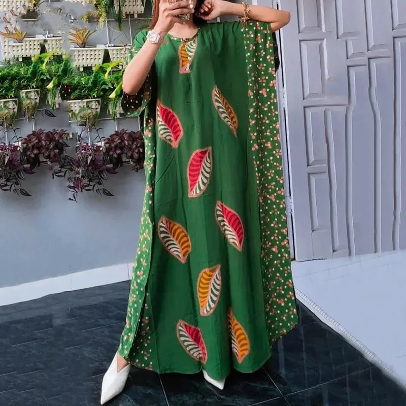 Kobiety Jesień Elegancka Okrągła Szyja Maxi Sukienka Casual Luźny Kwiatowy Nadruk Długi Rękaw Boho Wakacyjne Plażowe Sukienki Wieczorowe Jesienne Szaty