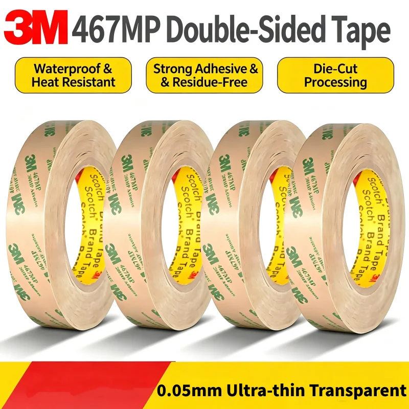 3M 467MP Double-Sided Adhesive Tape High Viscosity Ultra‑Thin Waterproof Strong Transparent Tape for Auto Decorate Home Ornament