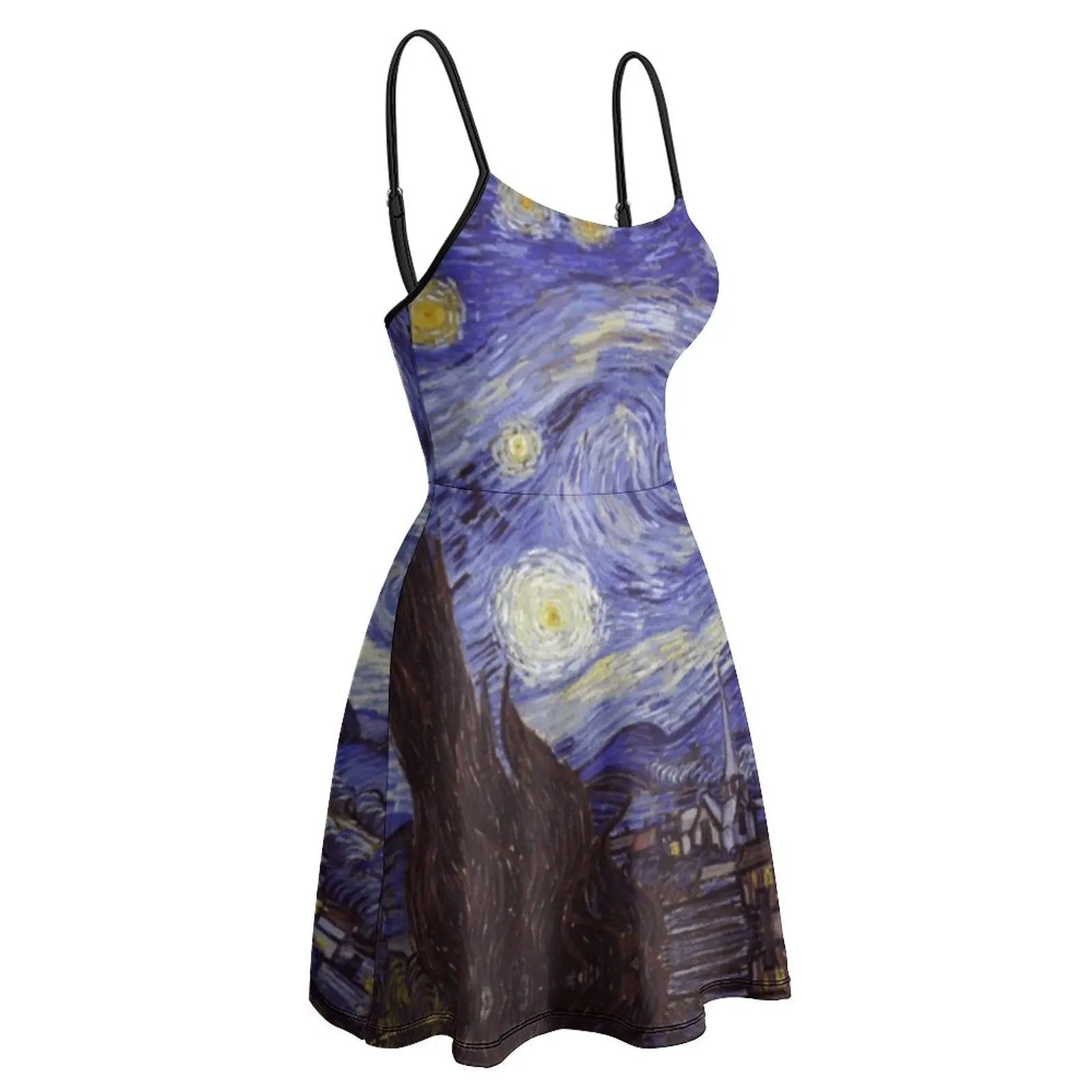 Vincent Van Gogh Starry Night Women\'s Sling Dress Top Quality Sexy Woman\'s Clothing Funny Geek Parties Dresses