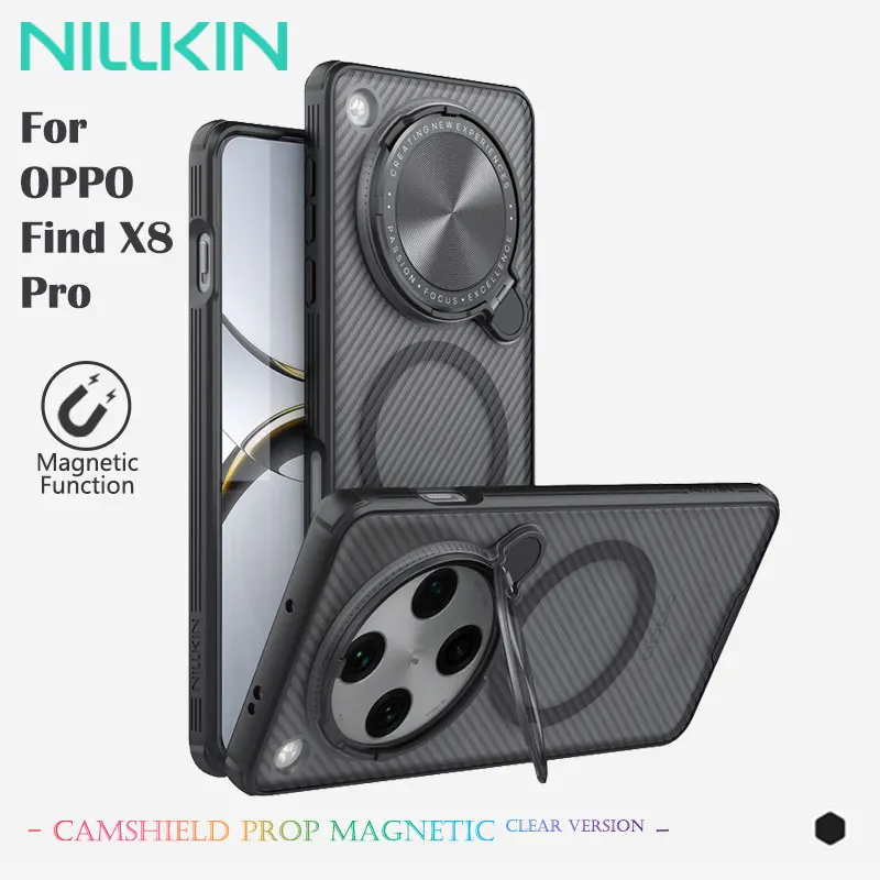 

NILLKIN CamShield Magnetic Case for OPPO Find X8 Pro, Micro-Transparent, Lens Cover Stand, Skin-Friendly, MagSafe Compatible