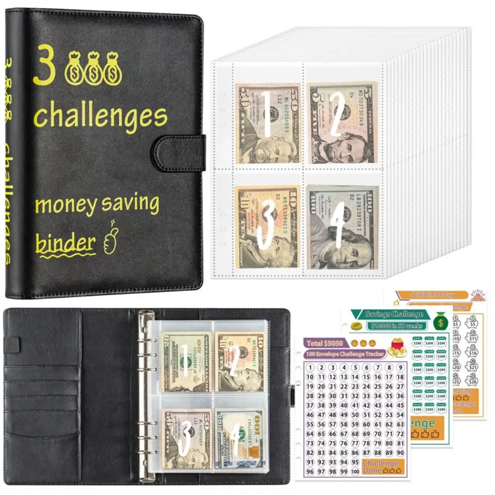 Raccoglitore a fogli mobili 100 Day Challenge Budget Binder buste per contanti impermeabili 100 busta Challenge Notebook facile e divertente