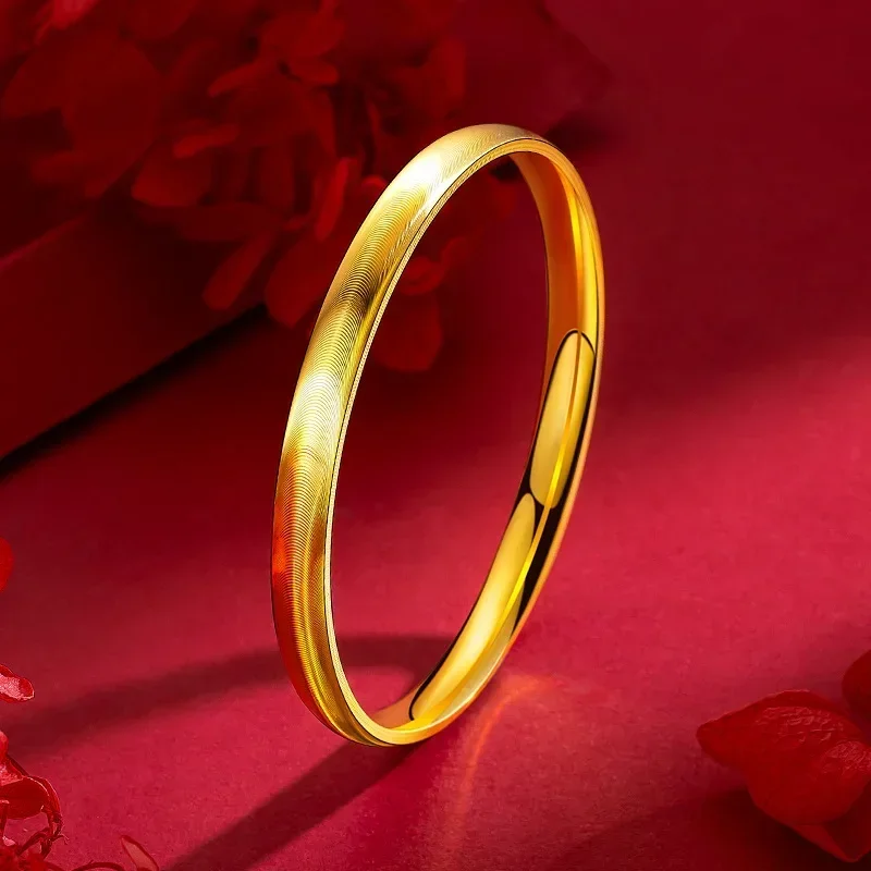 

9999 Real Gold 24K Recommend High-end Cat Eye Bracelet Fashionable Plain Ring Bracelet.