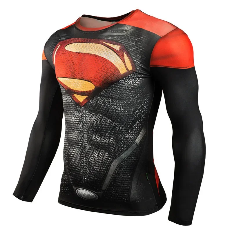 

Men's T-shirt Long Sleeve Men's High Elastic Tights Flat Cloth 3D Digital Printing T-Shirt
