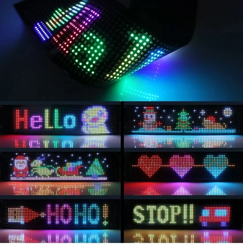 ป้ายไฟ LED แบบตั้งโปรแกรมได้ จอแสดงผล LED Matrix Pixel Panel แบบยืดหยุ่น RGB สำหรับรถยนต์ แสดงข้อความเลื่อน อนิเมชั่น เตือนความจำสำหรับร้านค้า