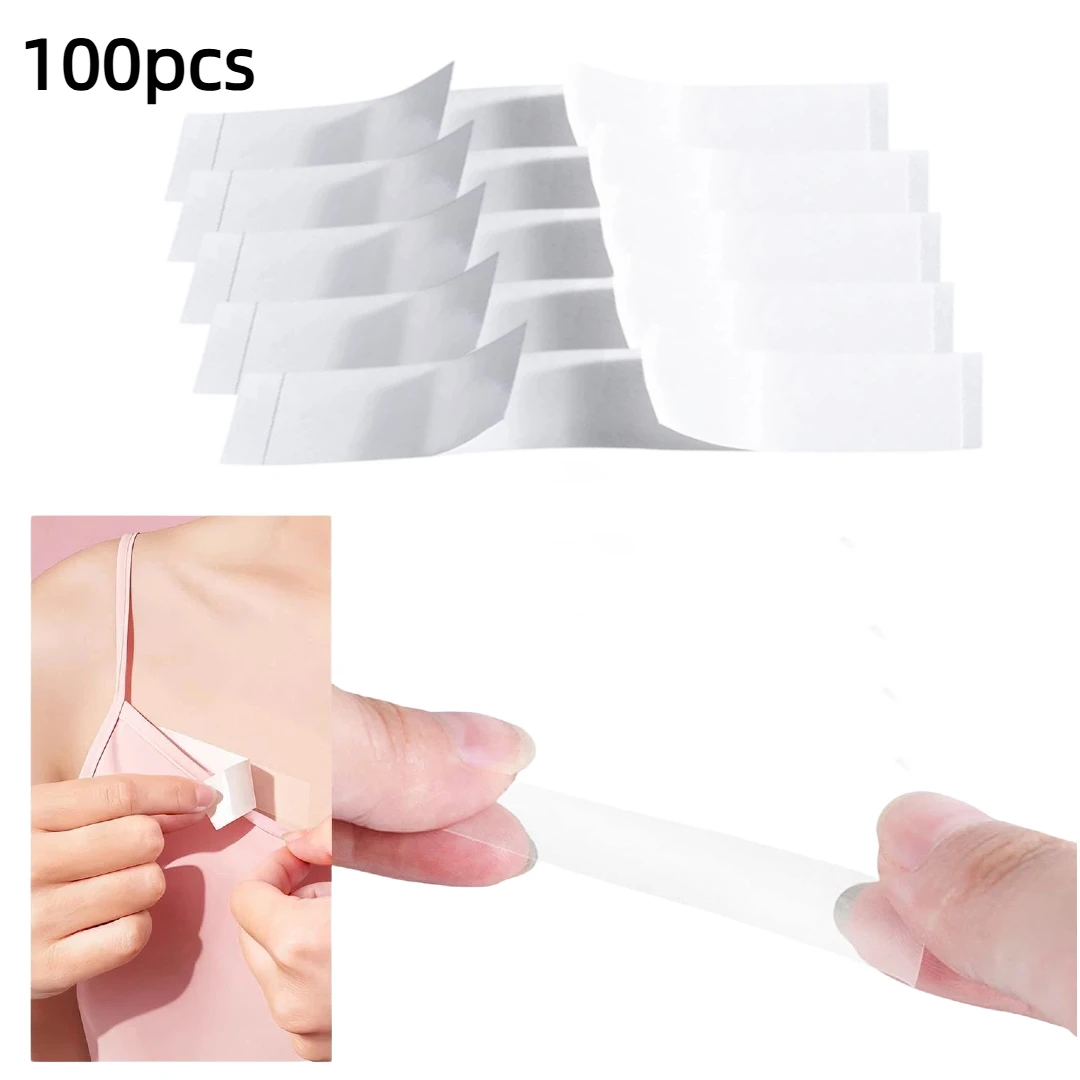 100 Streifen Doppelseitiges Klebeband für Kleidung & Körper, Transparentes Mode-Klebeband für Kleider, Hypoallergen, Ganztägiger Halt