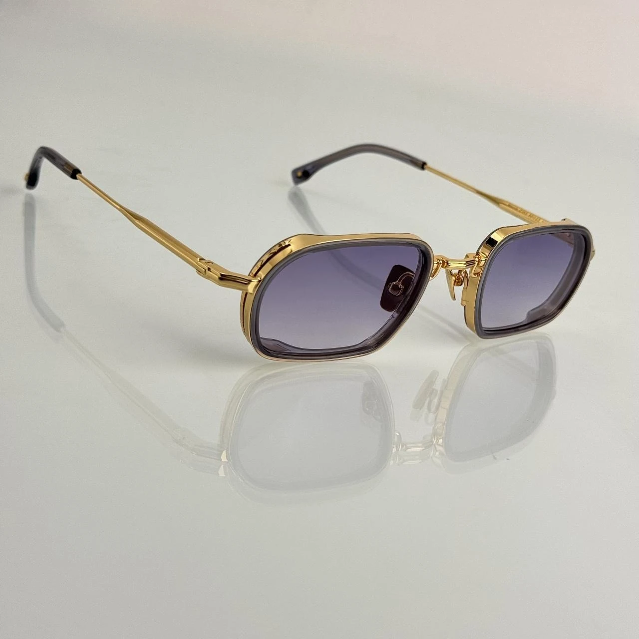 Classic Rectangular Combination Frame Sunglasses Metal Acetate Frame UV400 Leisure Vintage Style Unisex Eyewear With Case