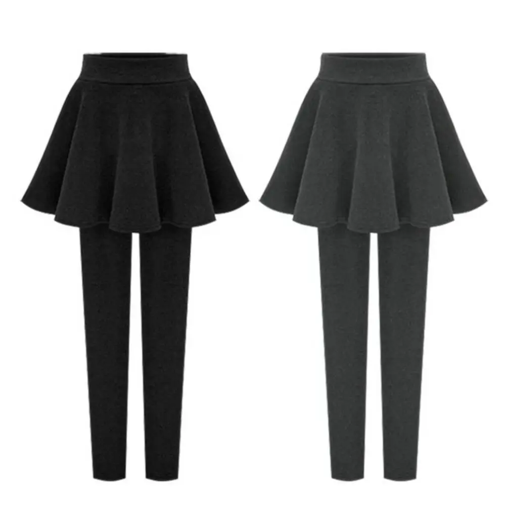 

Бархатные брюки-кюлоты, зимние теплые брюки, женские брюки-кюлоты, плиссированная юбка с высокой талией, брюки, искусственные леггинсы из двух предметов, юбка Combo 2025