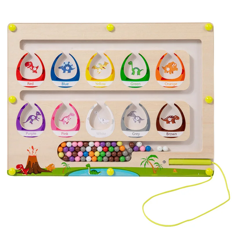 Magnetic Dinosaur Egg Sorter - Wooden Color Matching Board for Kids