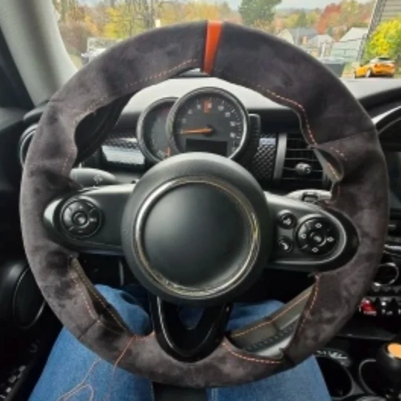 Custom Hand Sewn Suede F56 Clubman Convertible Countryman 2014-2020 Car Interior Accessories Steering Wheel Cover For MINI JCW