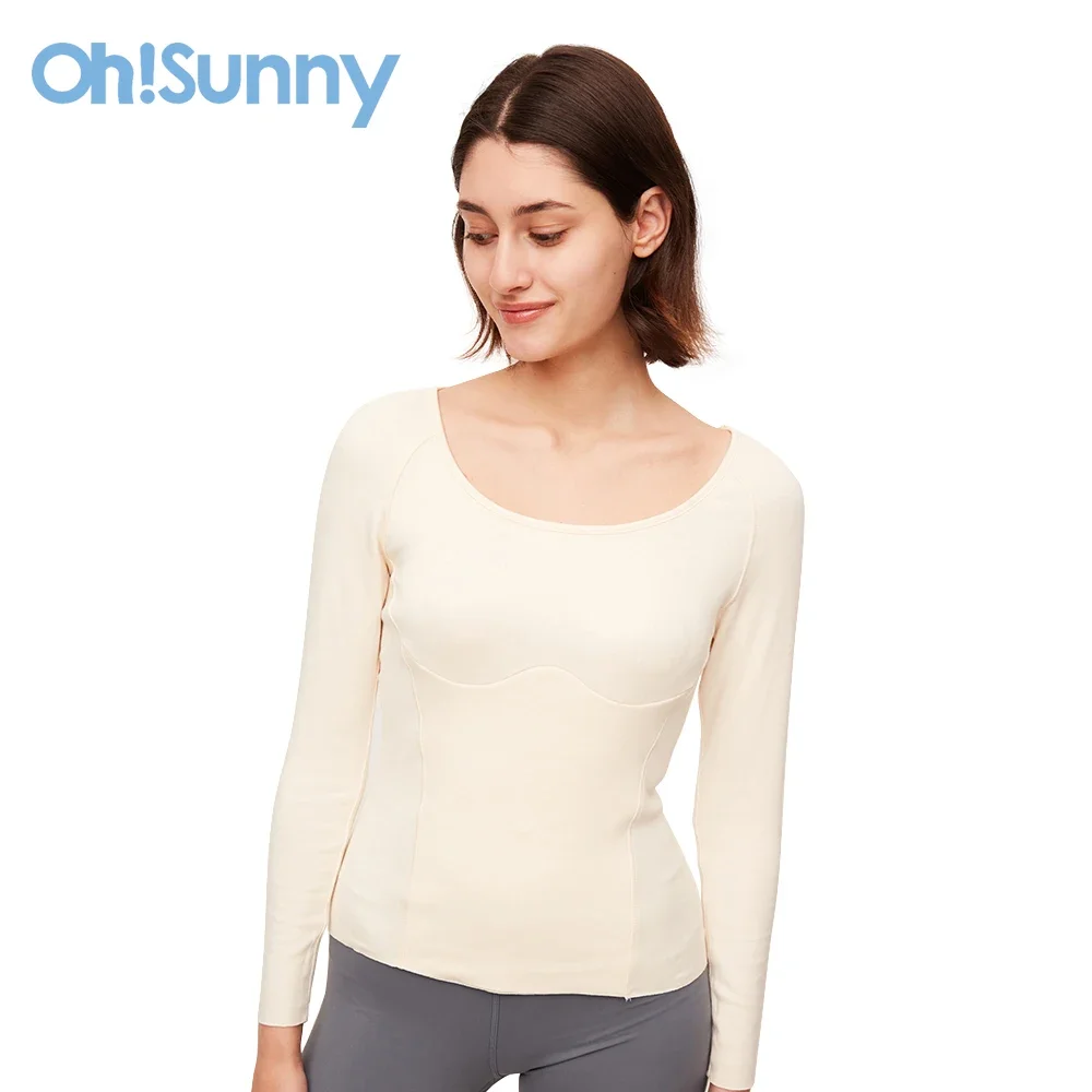 

Ohsunny Women Thermal Underwear Tops Viscose Nylon Spandex Slim Corset U-Neck Long Sleeve Female Winter Warm Shirt