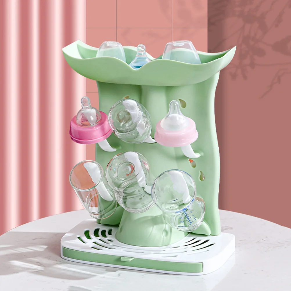 

1pcs Baby Bottle Drying Rack Light Green Plastic Countertop Storage Multifunctional Quick Dry Safe Clean Environment for baby