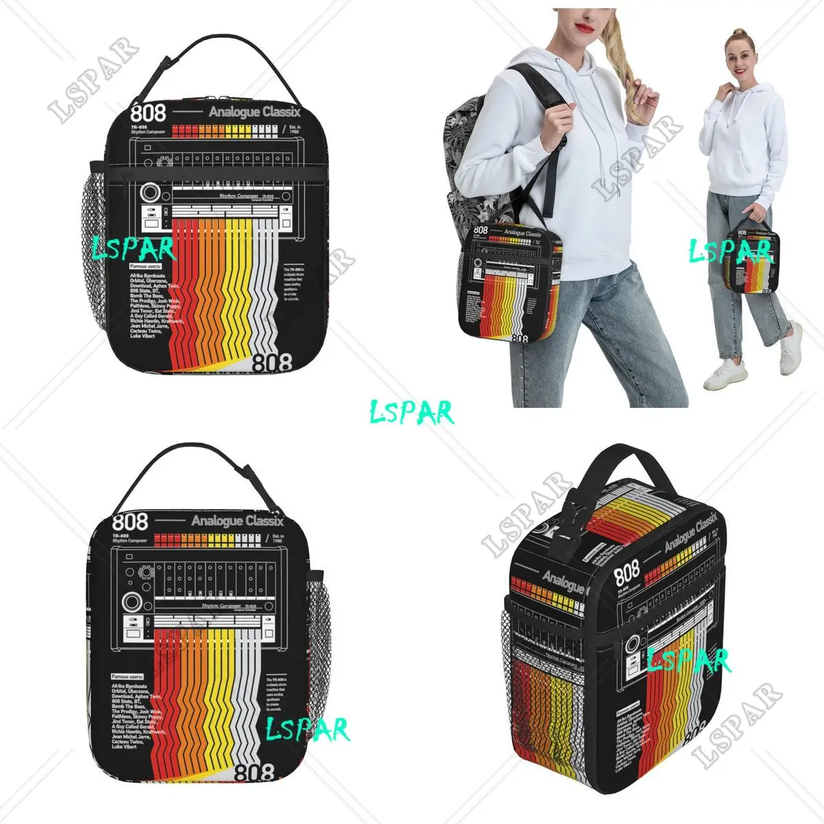 Musical Insulated Lunch Tote Bag Analogue Classic Lunch Container Reusable Thermal Cooler Bento Box School