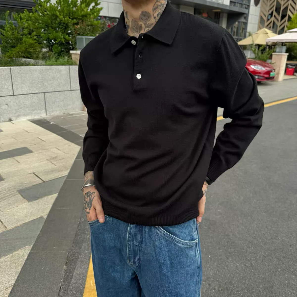 

Autumn Winter Men's irt Pure Color Flap Collar Long Sve Casual Faion Busin Simple Sle Fce Loose Fit MHTO