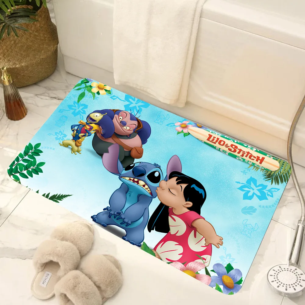 1pc MINISO Disney S-Stitch Floor Mat Floor Mat Anti-Slip Kitchen Bedroom Handmade Tufted Rug Carpet Living Room Entrance Rug