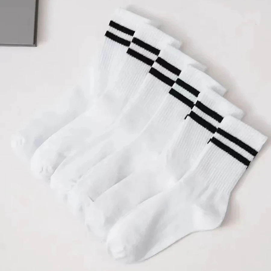 6 Pairs Women Mid Length Socks Solid Color Trendy Versatile Breathable Comfortable Sweat Wicking For Men Women Casual Socks๏ปฟ