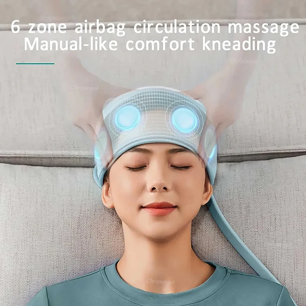 Mais novo massageador de cabeça elétrica pressão ar bandana massagem dispositivo couro cabeludo relaxamento profundo dor de cabeça alívio da dor