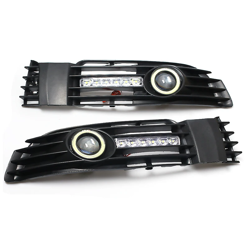 For VW Passat B5 B5.5 2000-2005 1 pair Angel Eye Daytime Running Light Car Front Fog Lights Grille With LED Light Lamp