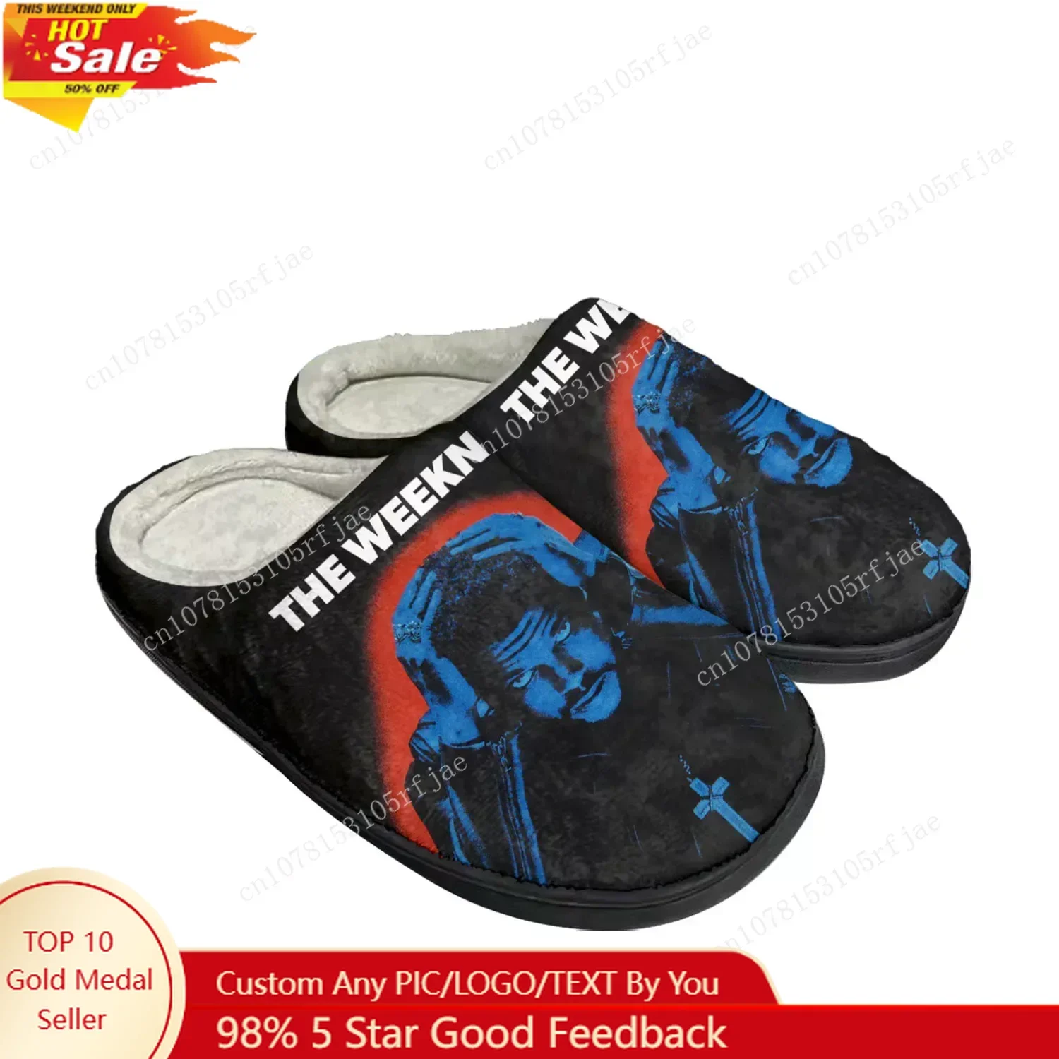 

The Weeknd Singer Pop Home Cotton Custom Slippers Mens Womens Sandals Plush Bedroom Casual Keep Warm Shoe Thermal Slipper Black