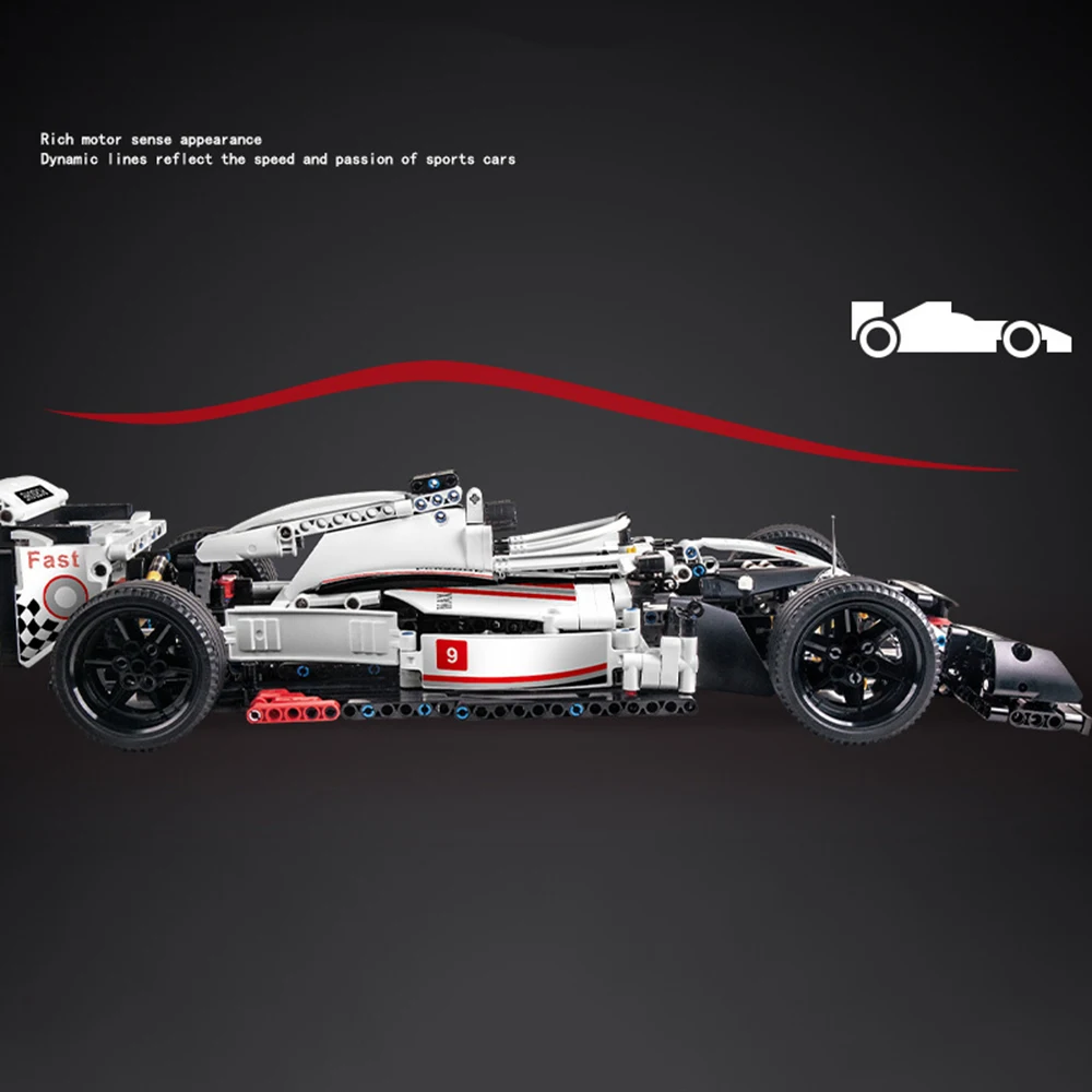 フォーミュラスタイルレーシングカービルディングブロック組み立てモデル教育DIYパズルおもちゃ子供男の子ディスプレイ用誕生日プレゼント