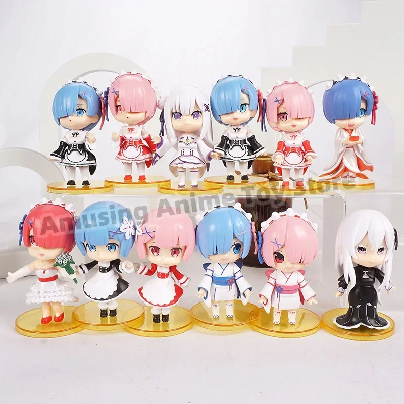 Anime Re:zero Ram Rem Emilia Echidna Re: World From Zero Q Version Doll PVC Model Figure Toys