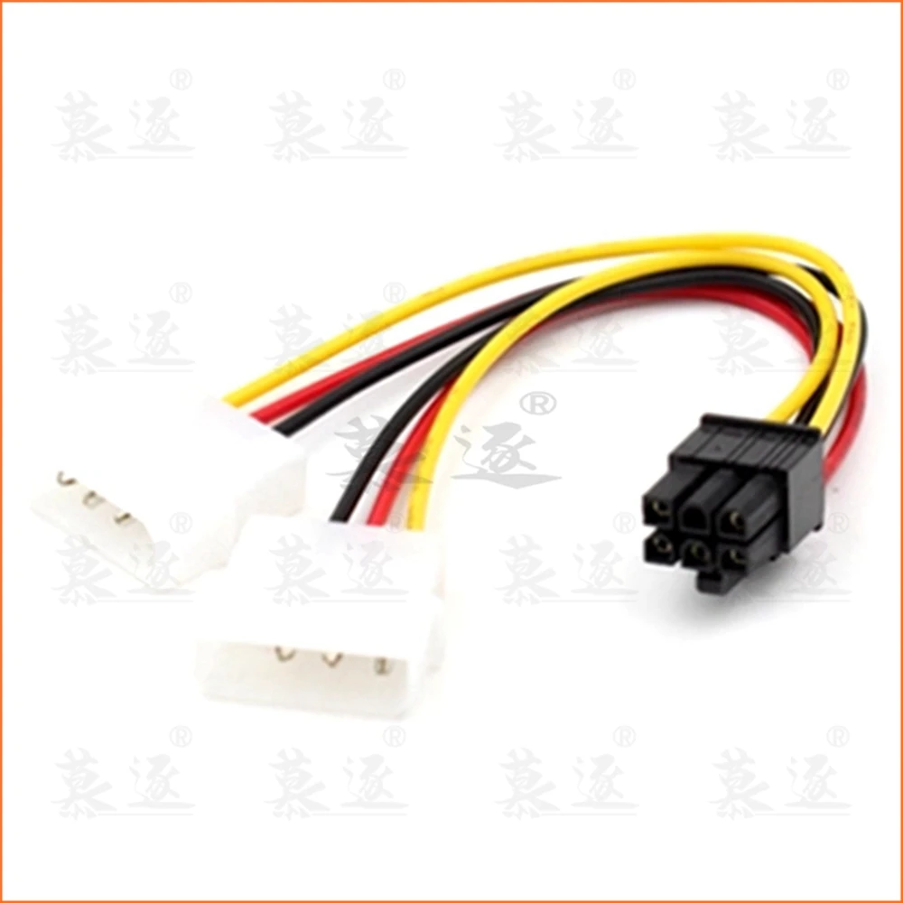 1pcs 6 inch 2 x Molex 4 pin to 6-Pin PCI Express Video Card Pci-e ATX PSU Power Converter Cable - Molex to Pcie 6 pin Adapter