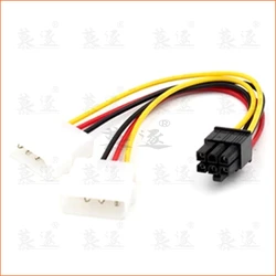2pcs 6 inch 2 x Molex 4 pin to 6-Pin PCI Express Video Card Pci-e ATX PSU Power Converter Cable - Molex to Pcie 6 pin Adapter