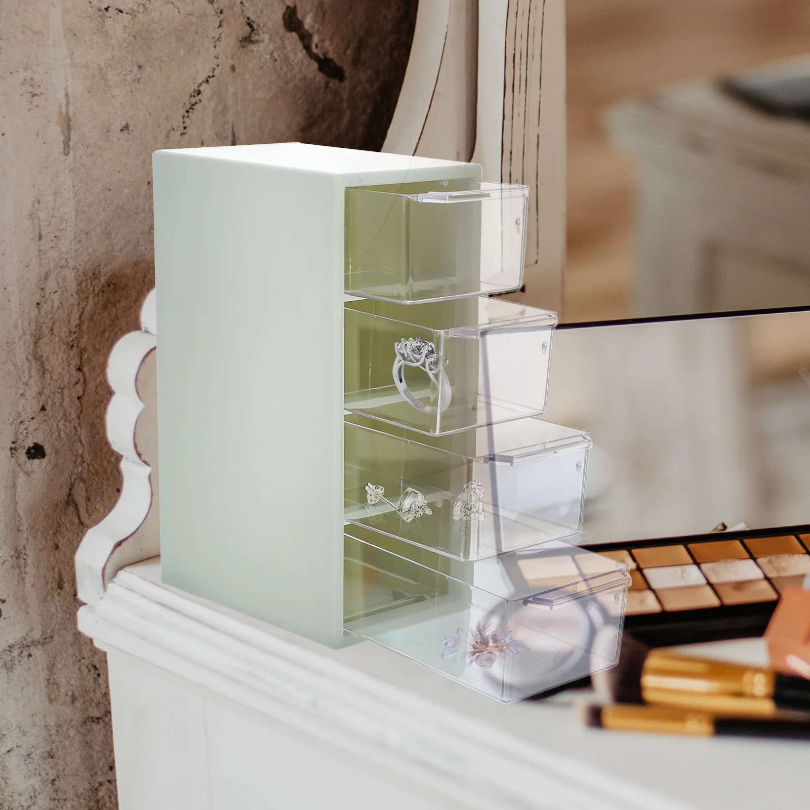 

1pc Multi-Layer Container Transparent Organizer Box For Keys Lipsticks Earrings Dormitory Home Desktop Storage Holder