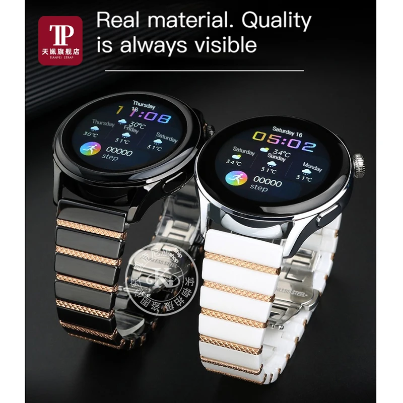 

For Smart watch bracelets Huawei watch GT3 PRO white black solid ceramic Watchband GT3 pro men & women replacement strap 43 46MM
