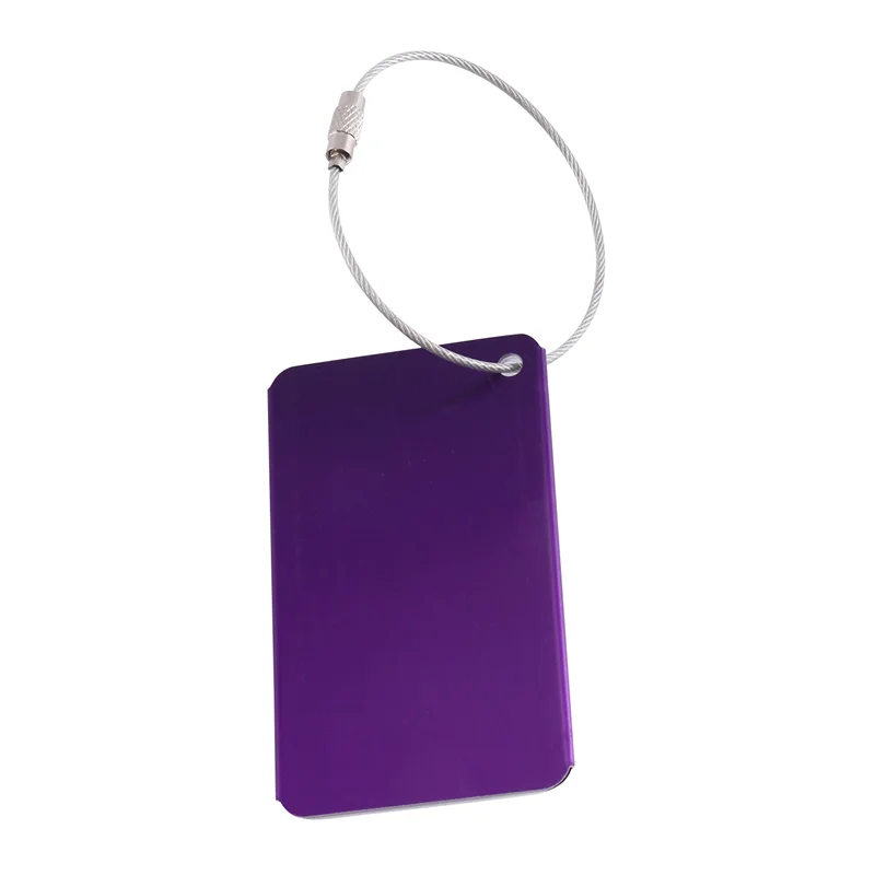 A64T-12Piece Aluminum Alloy Luggage Tag Colorful Suitcase Card Luggage Tags Travel Idtags (Purple)