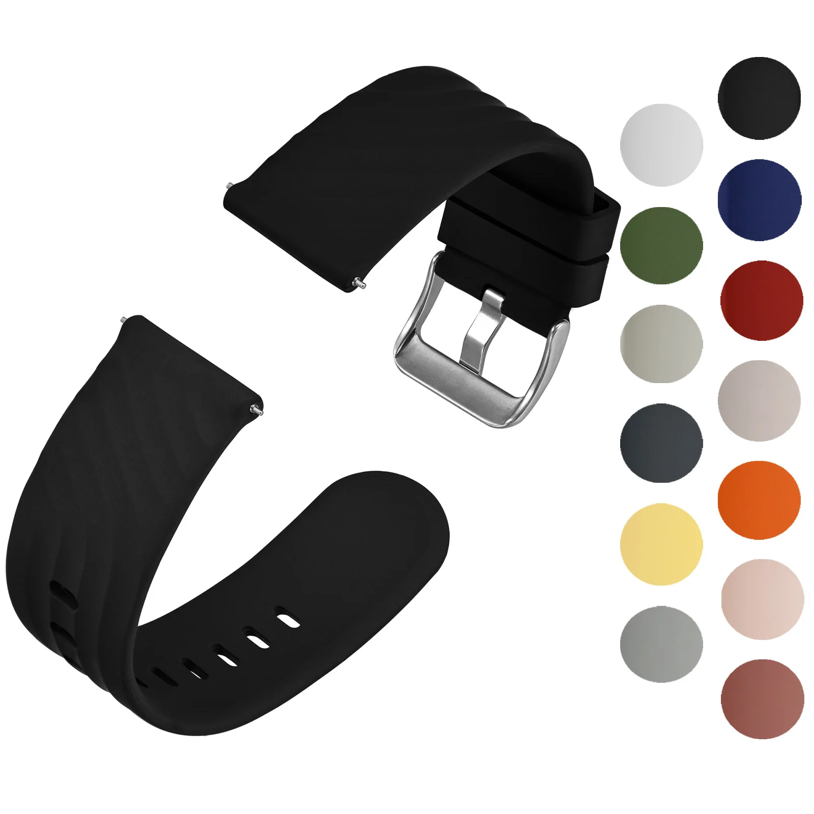 ANBEER Silicone Watch Strap 19mm 21mm Comfortable and Adjustable Watchband for Men Women Suitable for Various Sports Wear