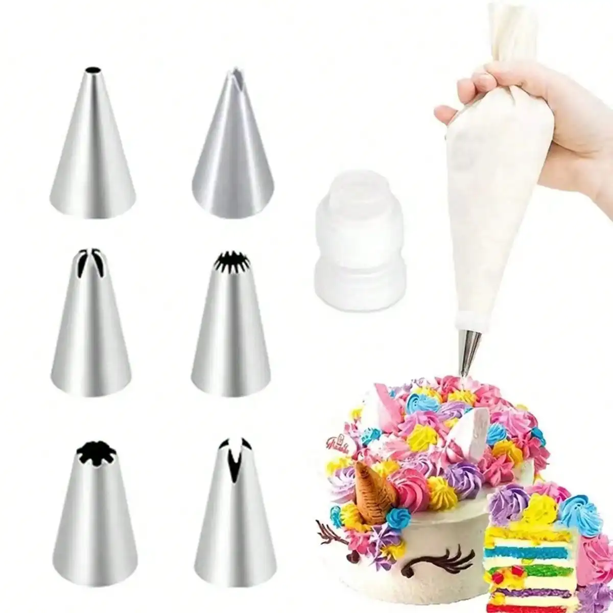 7pcsset Wedding Russian Nozzle Pastry Puff Skirt Icing Piping Nozzles Pastry Decorating Tips Cake Cupcake Decorator Tool
