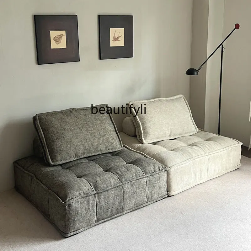 Modern Minimalist Tofu Block Sofa Italian Style Fabric Pure Sponge Filling Living Room Vacuum Compression Sofa