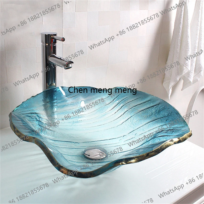 Tempered Glass Wash Basin Bathroom Washbasin Hotel Toilet Art Above Counter Basin Washbasin Creative Washbasin Basin Faucet Set