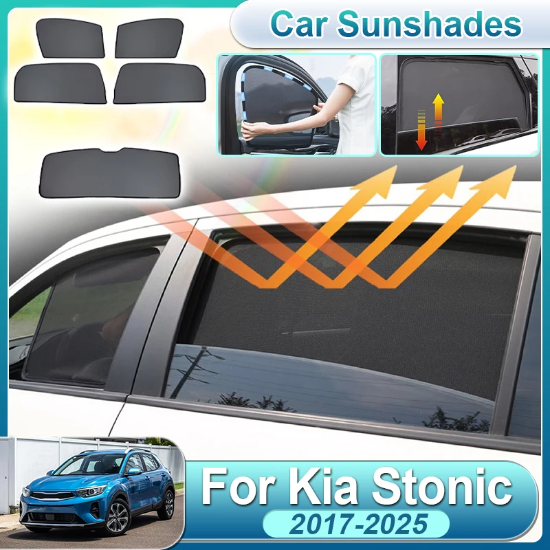 

For Kia Stonic 2019 KX1 2017-2025 Car Sunshade Magnetic Curtain Mesh Front Windshield Foldable Sun Visor Covers Auto Accessories