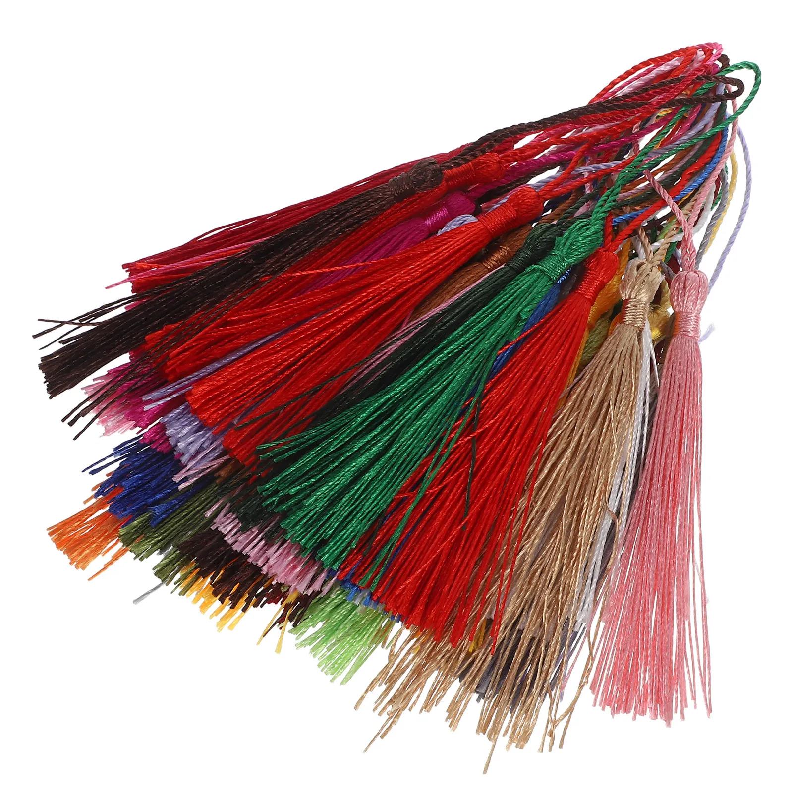 

Набор из 50 китайских кисточек: Премиальные полиэстеровые разноцветные кисточки для изготовления китайских узлов, украшений, декора сумок и телефонов