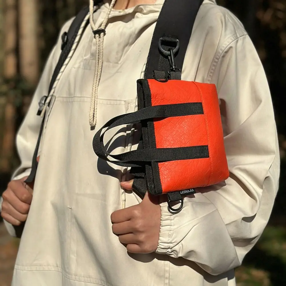 

All-match PU Dupont Paper Shoulder Bag Harajuku Pendant Men Crossbody Bag Tote Solid Color Mobile Phone Pack Daily