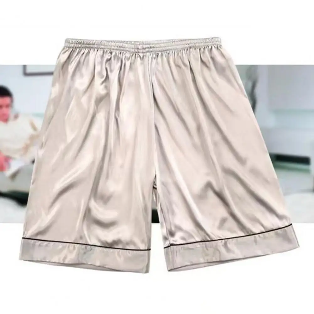 Breathable Lounge Bottoms Men's Ice Silk Sleeping Shorts Cool Comfortable Summer Loungewear with Elastic Waistband Loose for Men