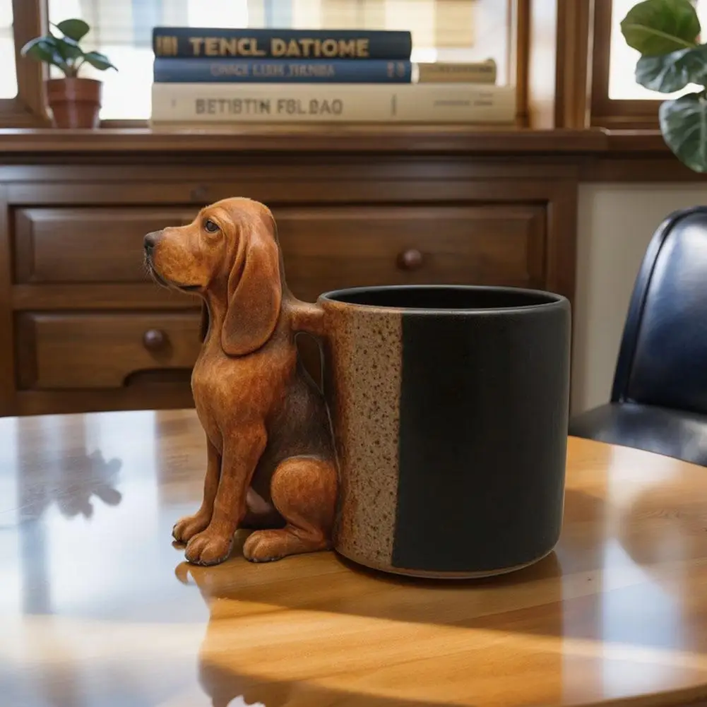 Handmade Dachshund Mug Creative 3d Animal Resin Coffee Cup With Dog Shape Handle 11oz Funny Novelty Memorial Art Mugs Gifts