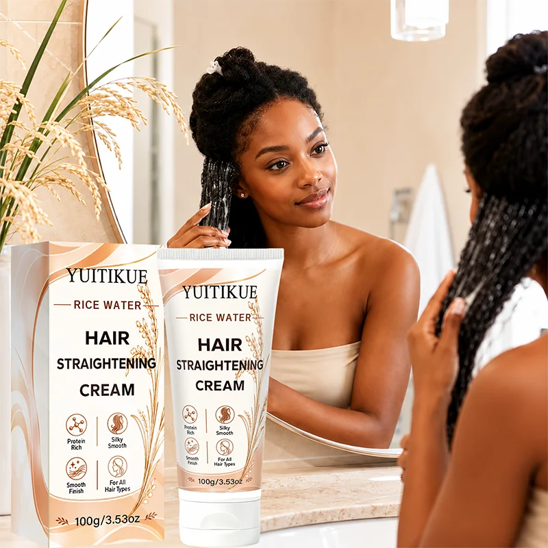 YUITIKUE Rice Water Straightening Hair Cream 100g - Protein Rich Smooth Finish for All Hair Types