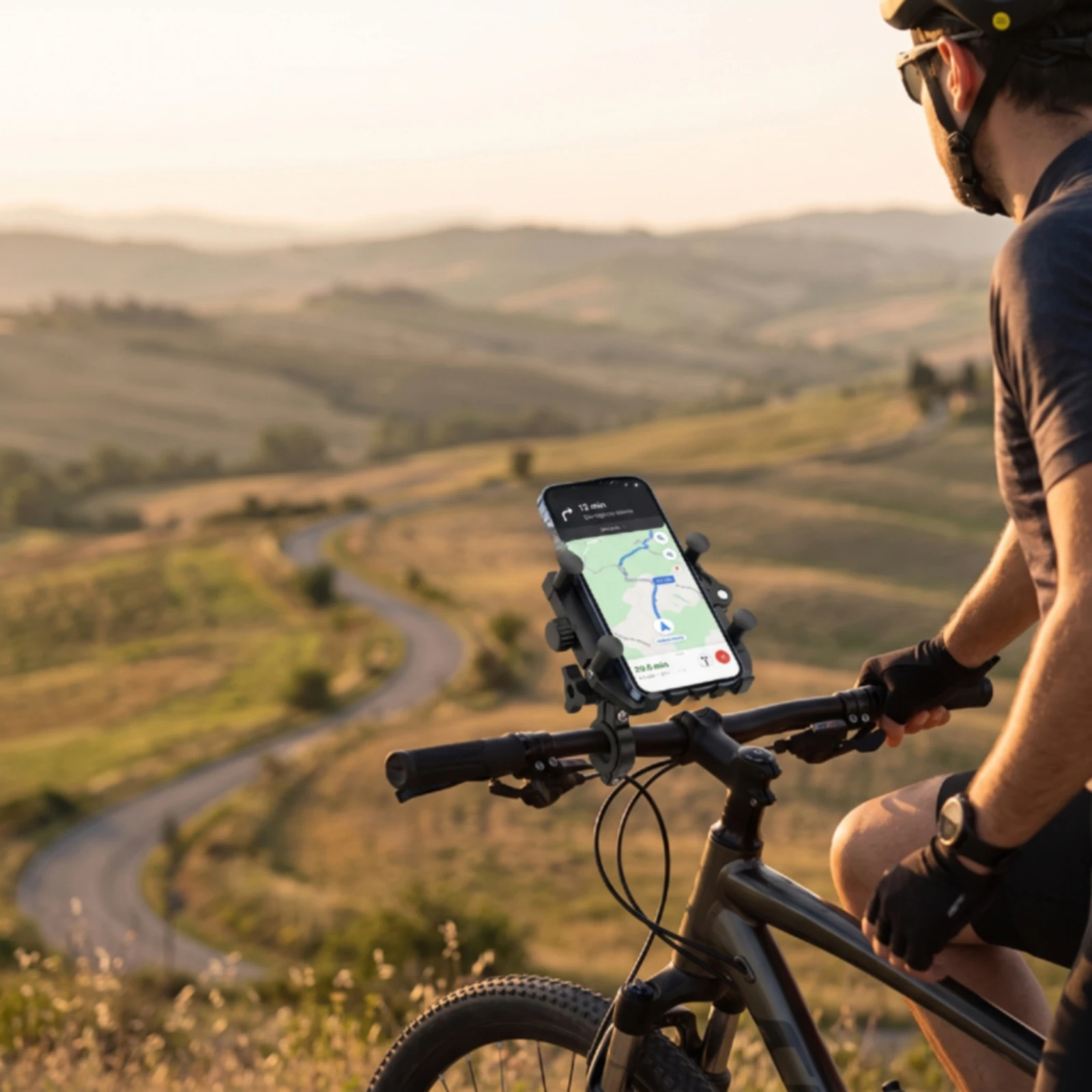 Handlebar Phone Mount Metal Handlebar Phone Holder Bike Cellphone Stand Adjustable Sturdy for Cyclists, Scooter, Navigation