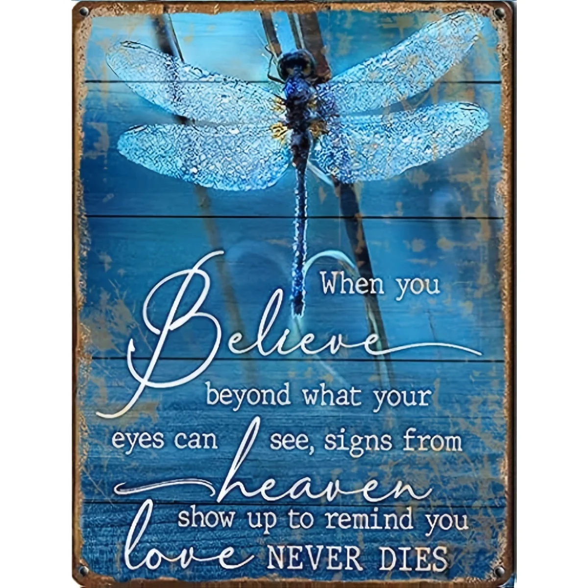 1 Piece Metal Aluminum Sign with Dragonfly Design, 