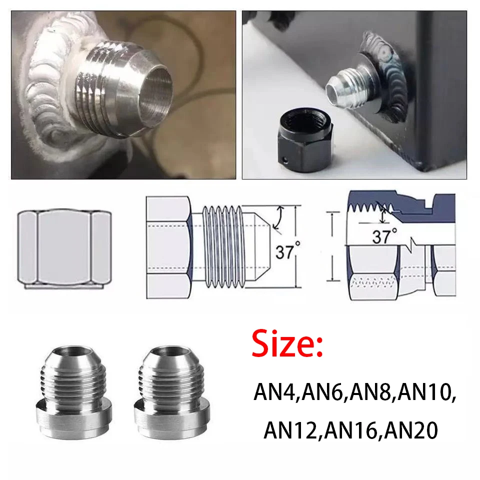 AN20 AN16 AN12 AN10 AN8 AN6 AN4 AN3 Male Billet 6061T6 Aluminum Alloy Welded Joint ON / Weld IN Fitting Bung