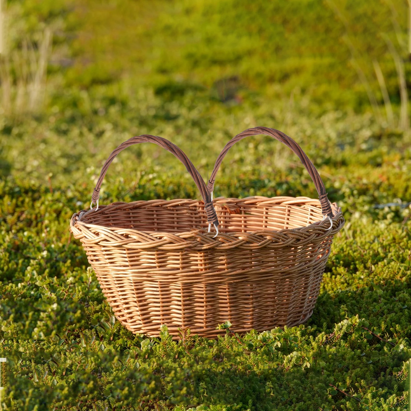 

2 Pcs Rattan Basket Accessory Picnic Handle Replacement Handles for Wicker Baskets Grips