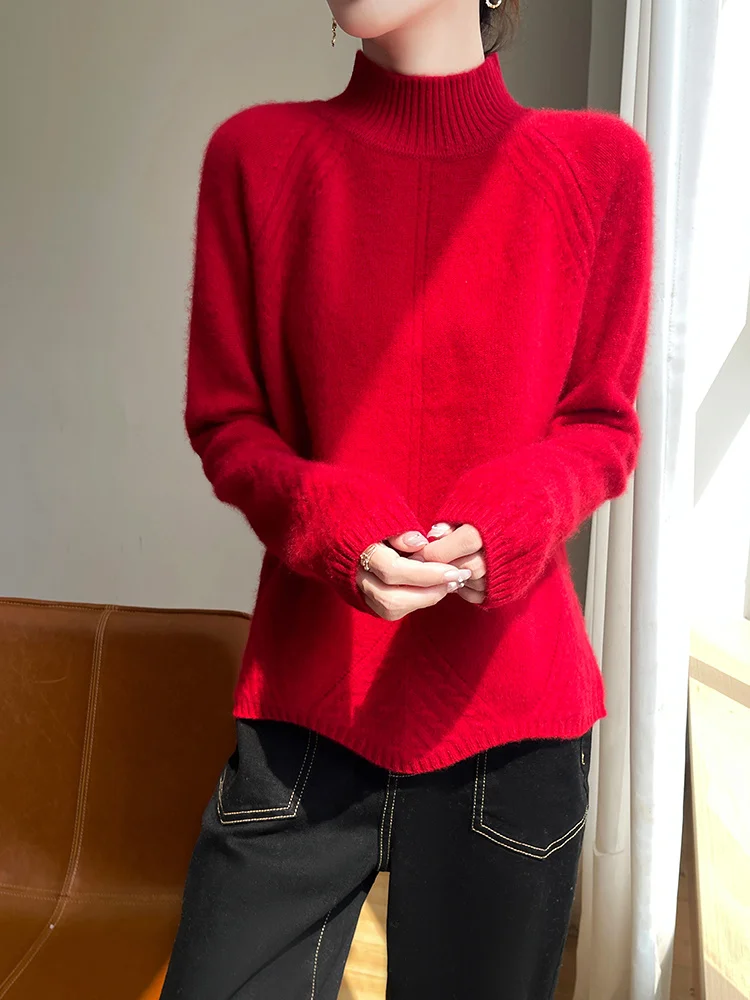 

New Fashion Woman 100% Merino Wool Sweater Elegant Autumn Winter Female Knitted Pullover Long Sleeve Clothing Tops Ladies Jumper