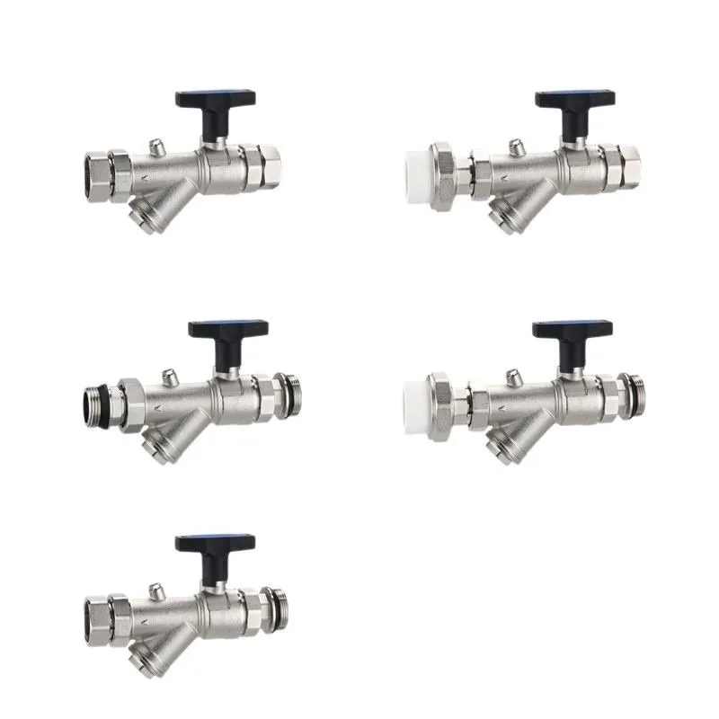 Full diameter large flow floor heating water collector inlet and return water double live connection copper ball valve