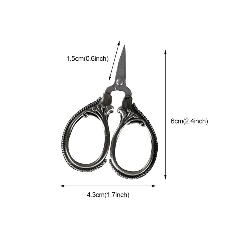 6cm Mini Retro Pocket Scissors Antique Thread Cutter Vintage  Embroidery Cross Stitch Sewing Stainless Steel