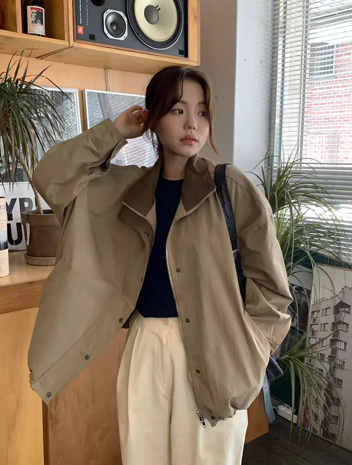 Korean style Loose-fitting Work Style Lapel Loose Jacket