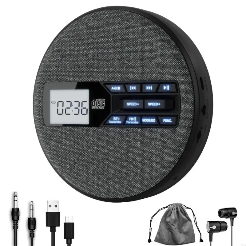 

Rechargeable Disc Player With Double Speakers 5Equalizer Setting Perfect For Music Lovers And Students ABS Construction