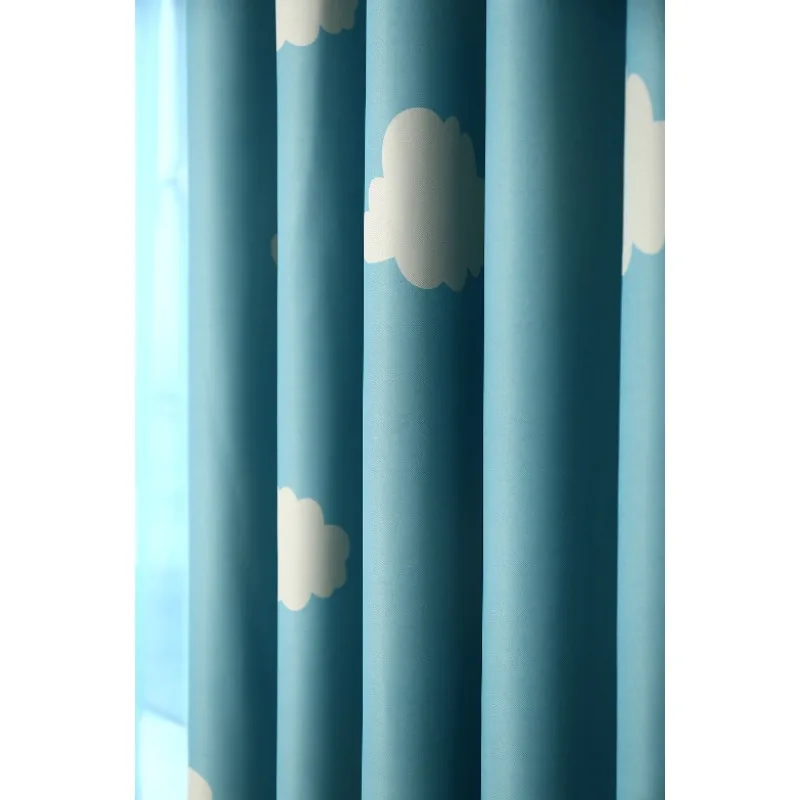 Korean Style Fresh Cloud Printed Fabric Blackout Curtains Living Room Bedroom Balcony Curtains